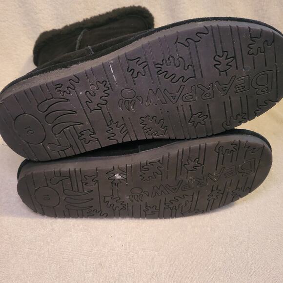 Winter Boots Bearpaw Black Suede Marissa Boots Wool Blend Collar womens size 10 - Picture 5 of 7